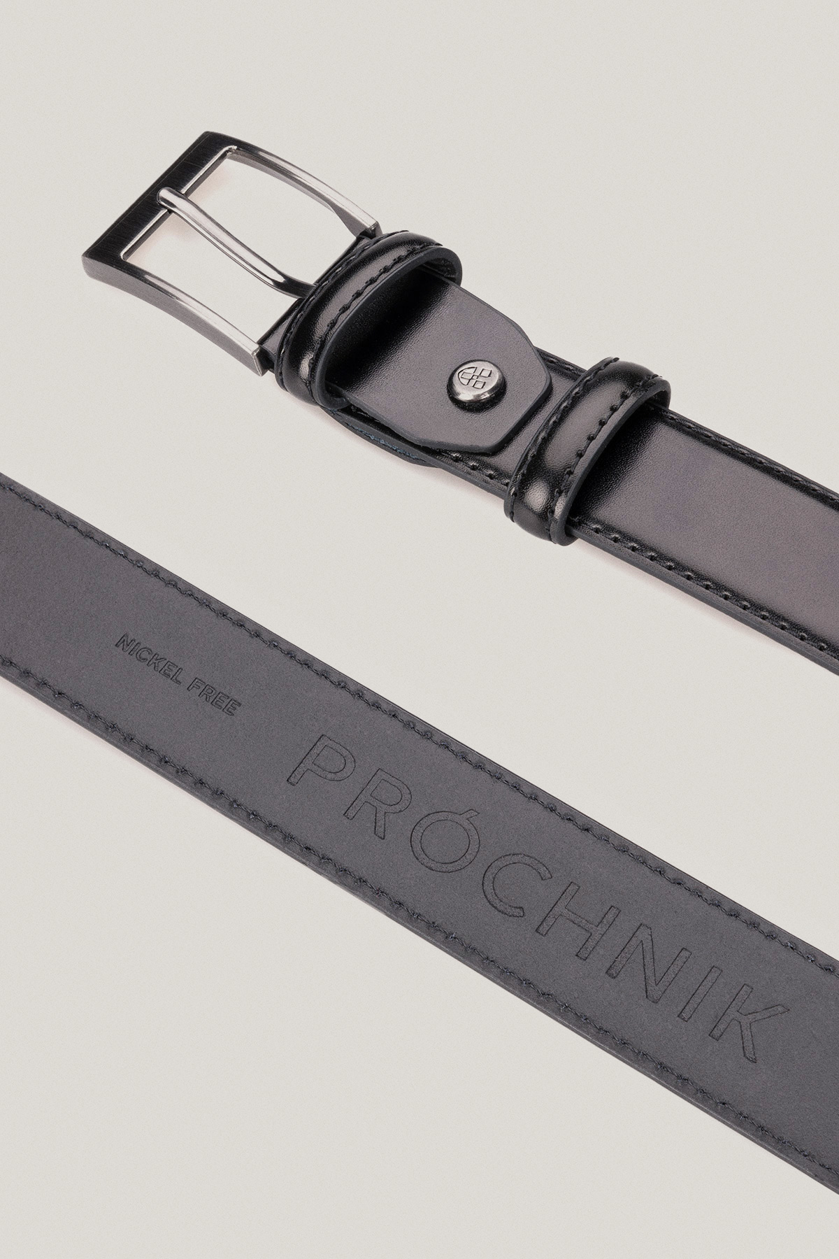 Pasek Skórzany Czarny z Klamrą Klasyczną PM8