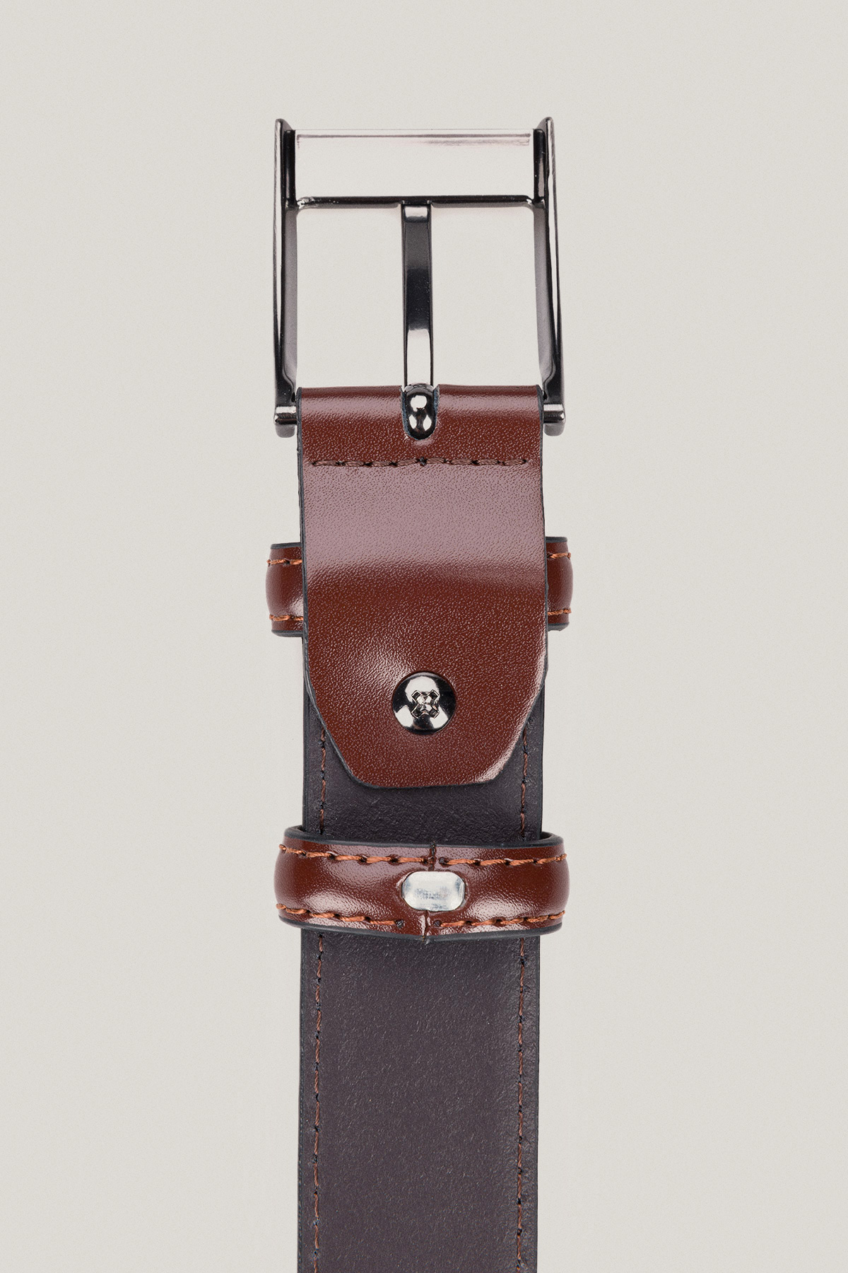 Pasek Skórzany Brązowy z Klamrą Klasyczną PM9
