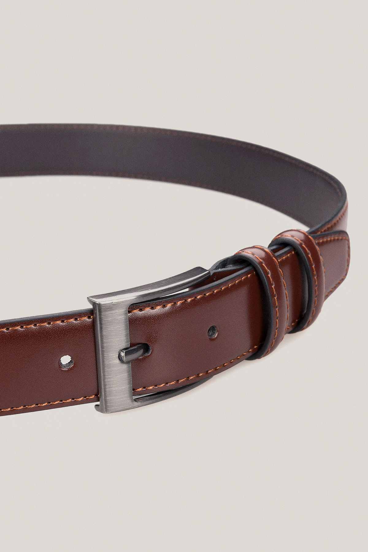 Pasek Skórzany Brązowy z Klamrą Klasyczną PM9