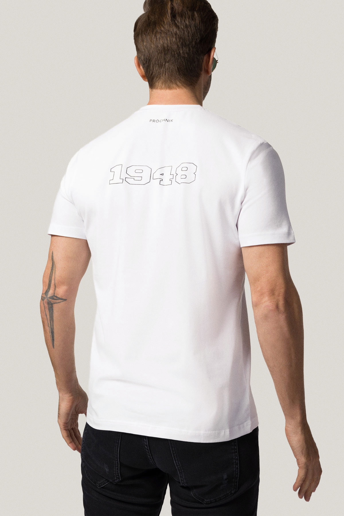 T-shirt Biały z Nadrukiem Bawełniany PM1