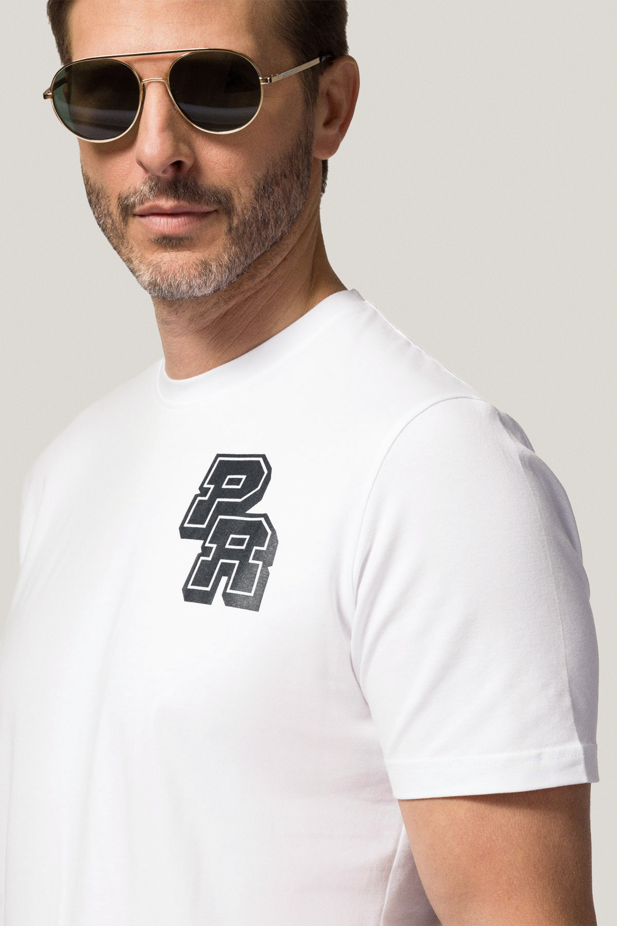 T-shirt Biały z Nadrukiem Bawełniany PM1