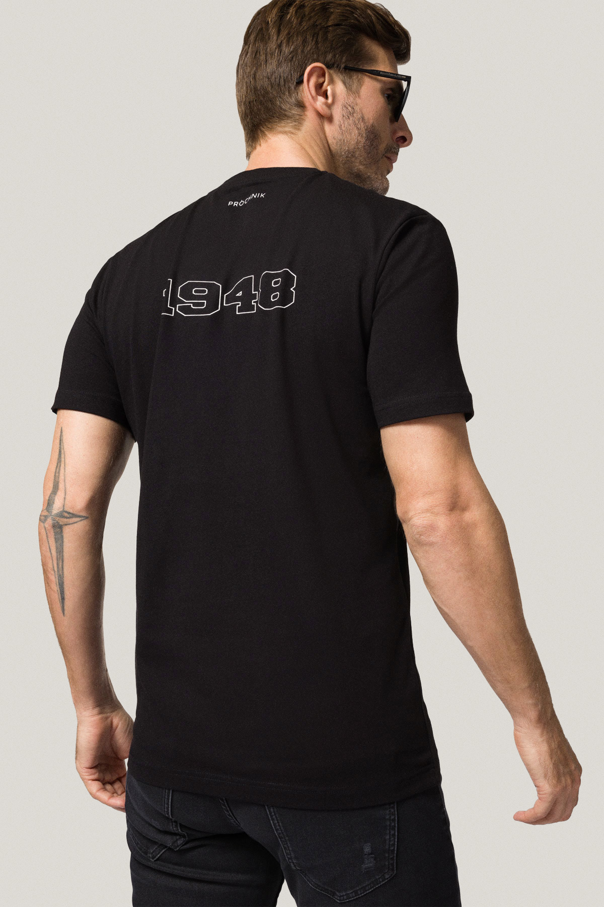 T-shirt Czarny z Nadrukiem Bawełniany PM1