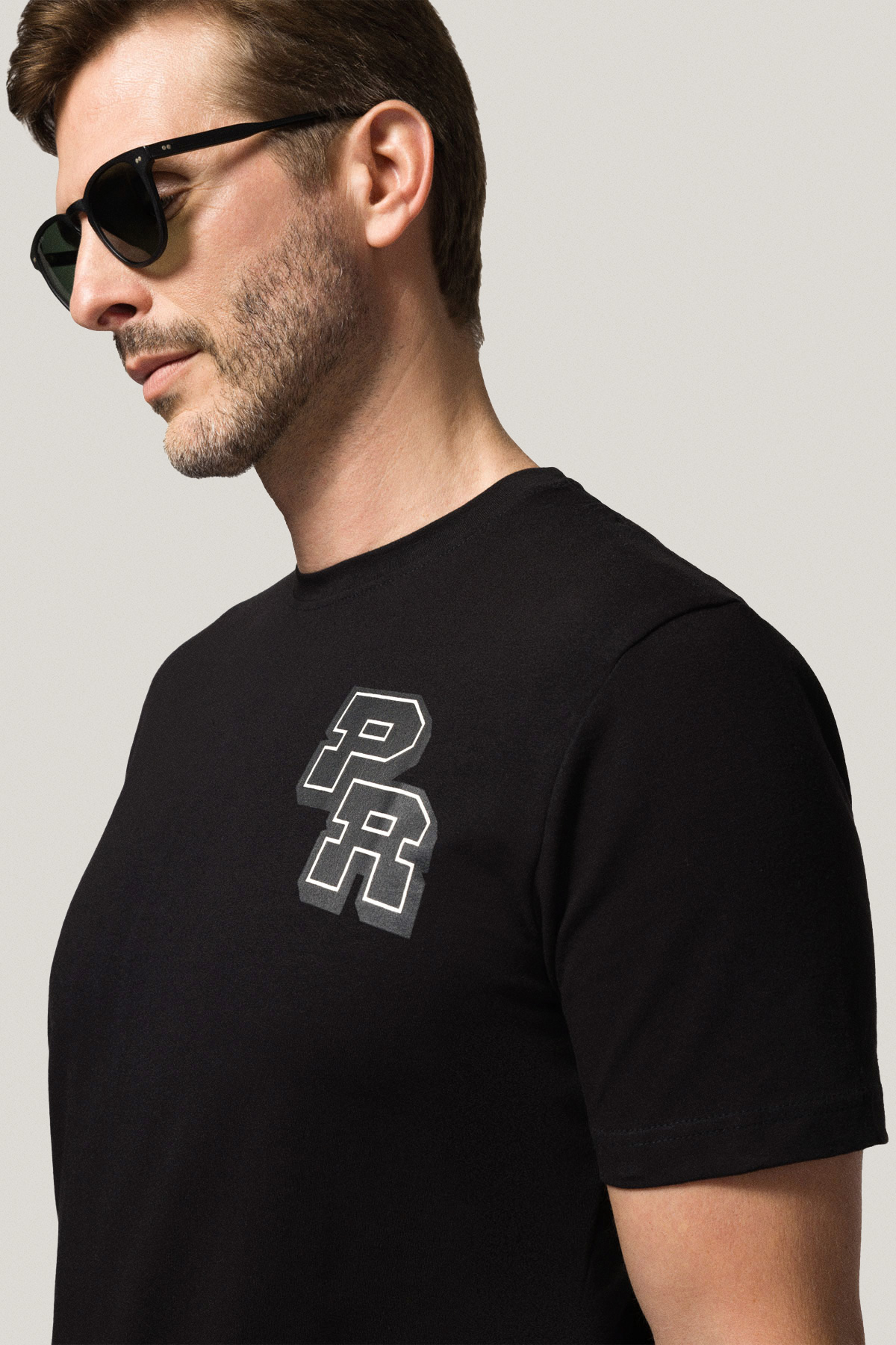 T-shirt Czarny z Nadrukiem Bawełniany PM1