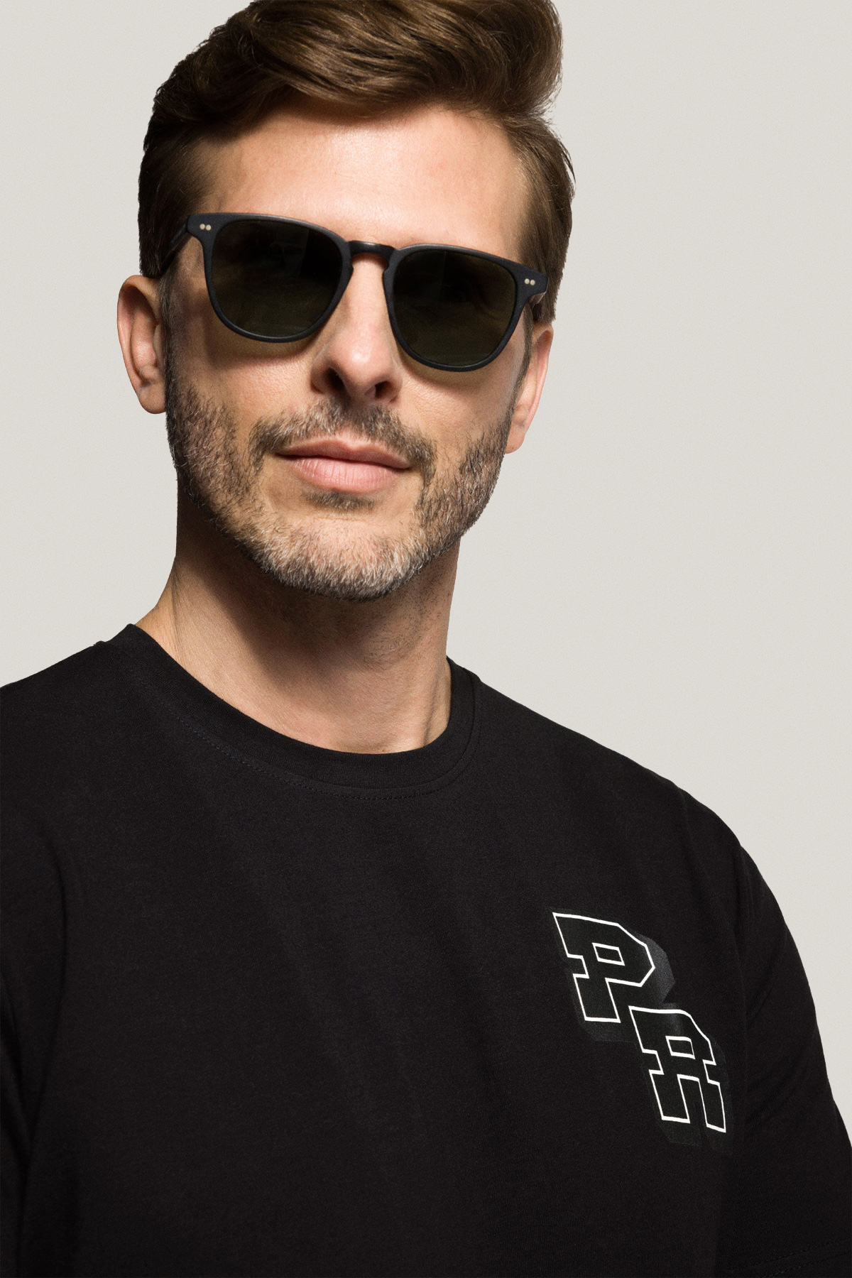 T-shirt Czarny z Nadrukiem Bawełniany PM1