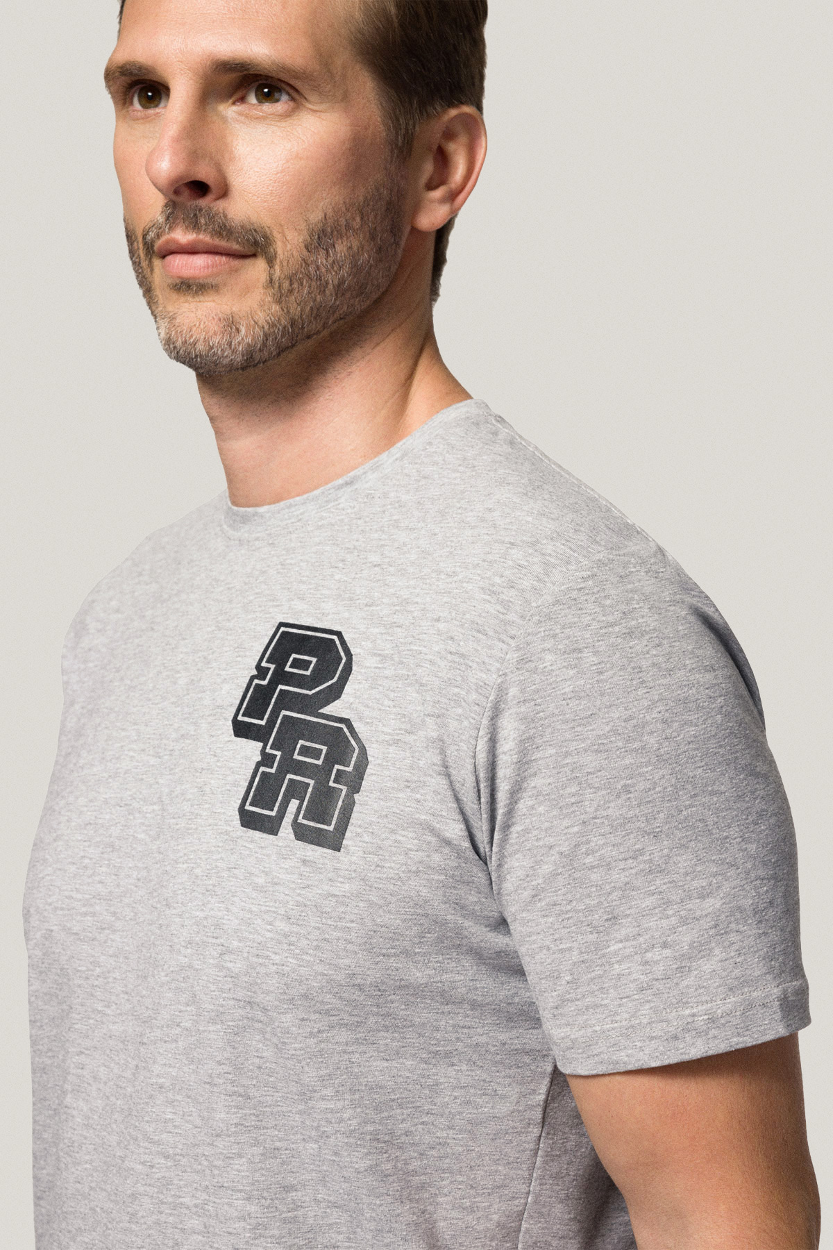 T-shirt Szary z Nadrukiem Bawełniany PM1