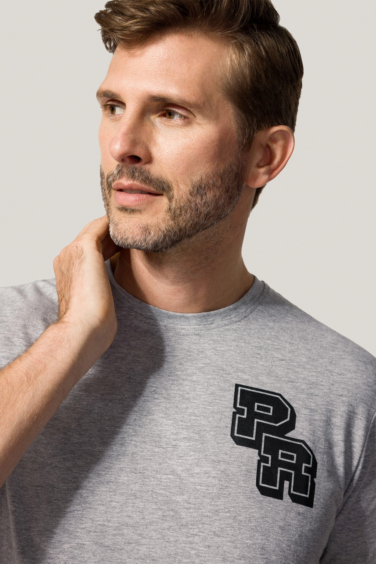 T-shirt Szary z Nadrukiem Bawełniany PM1