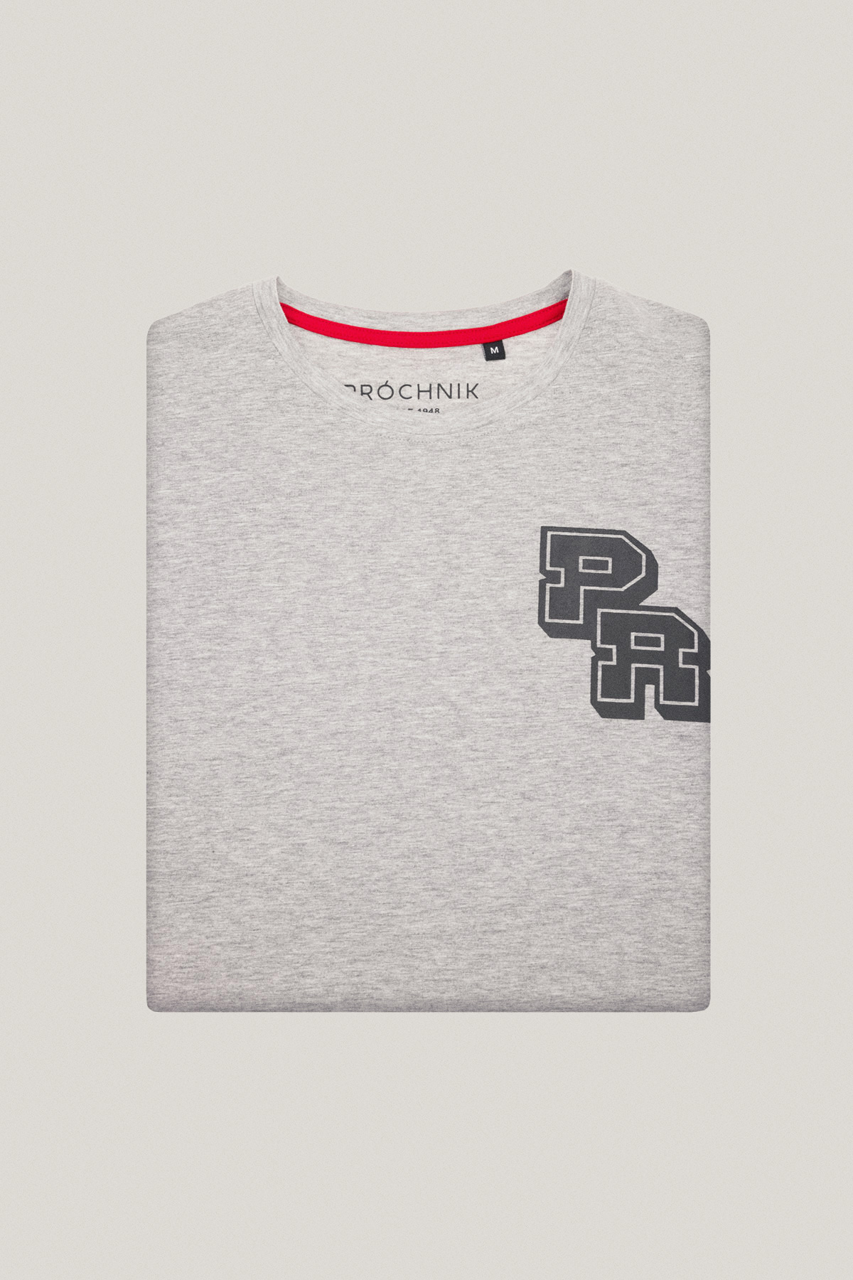 T-shirt Szary z Nadrukiem Bawełniany PM1