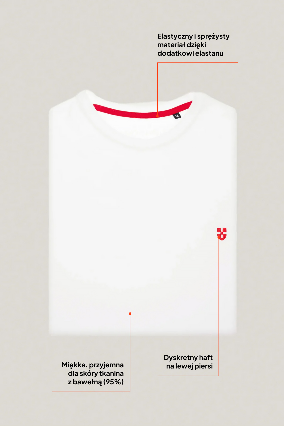T-shirt Biały z Haftem Bawełniany PM2