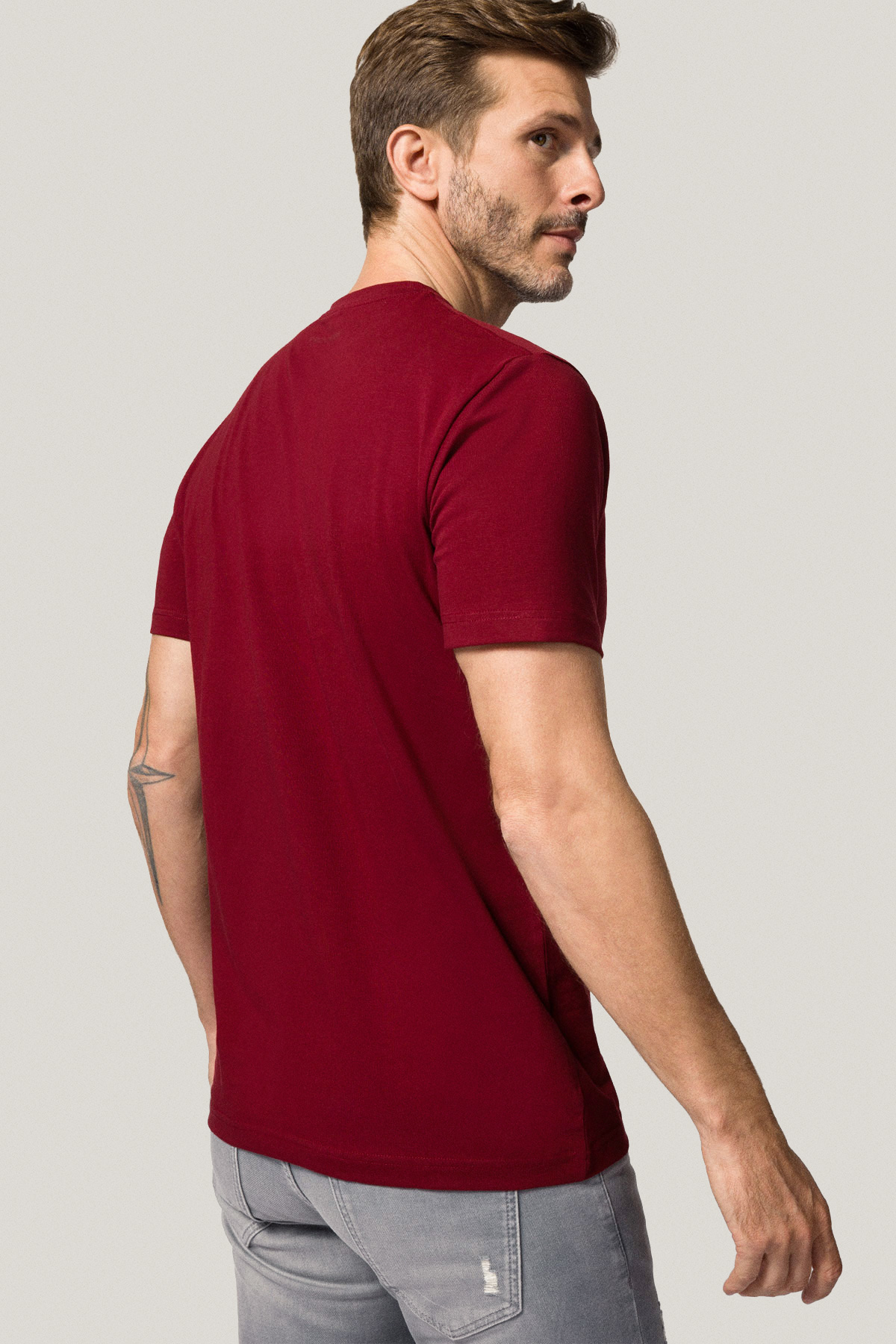 T-shirt Bordowy z Haftem Bawełniany PM2