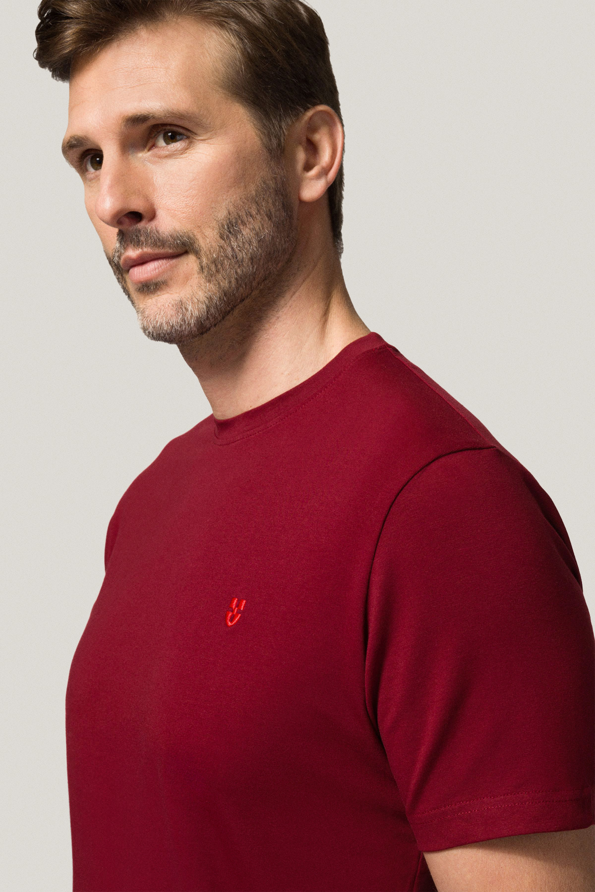 T-shirt Bordowy z Haftem Bawełniany PM2