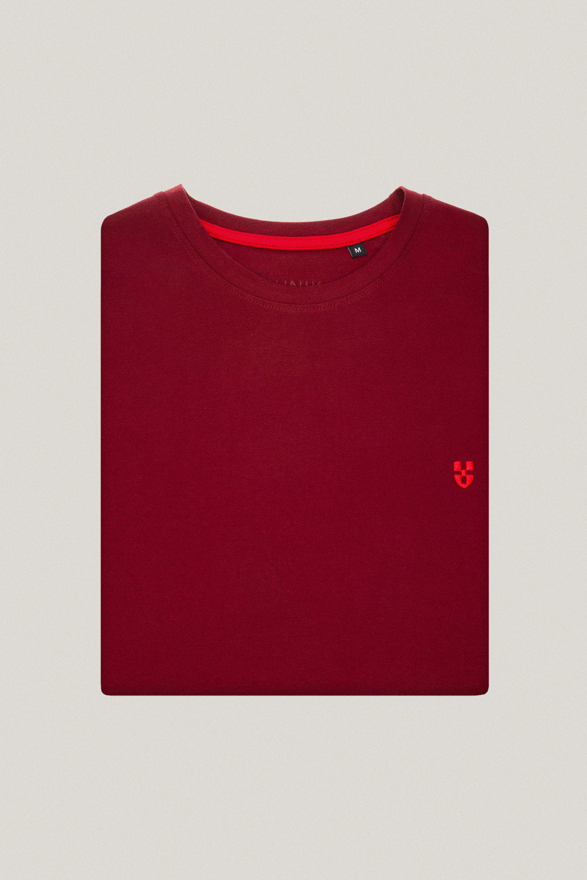 T-shirt Bordowy z Haftem Bawełniany PM2