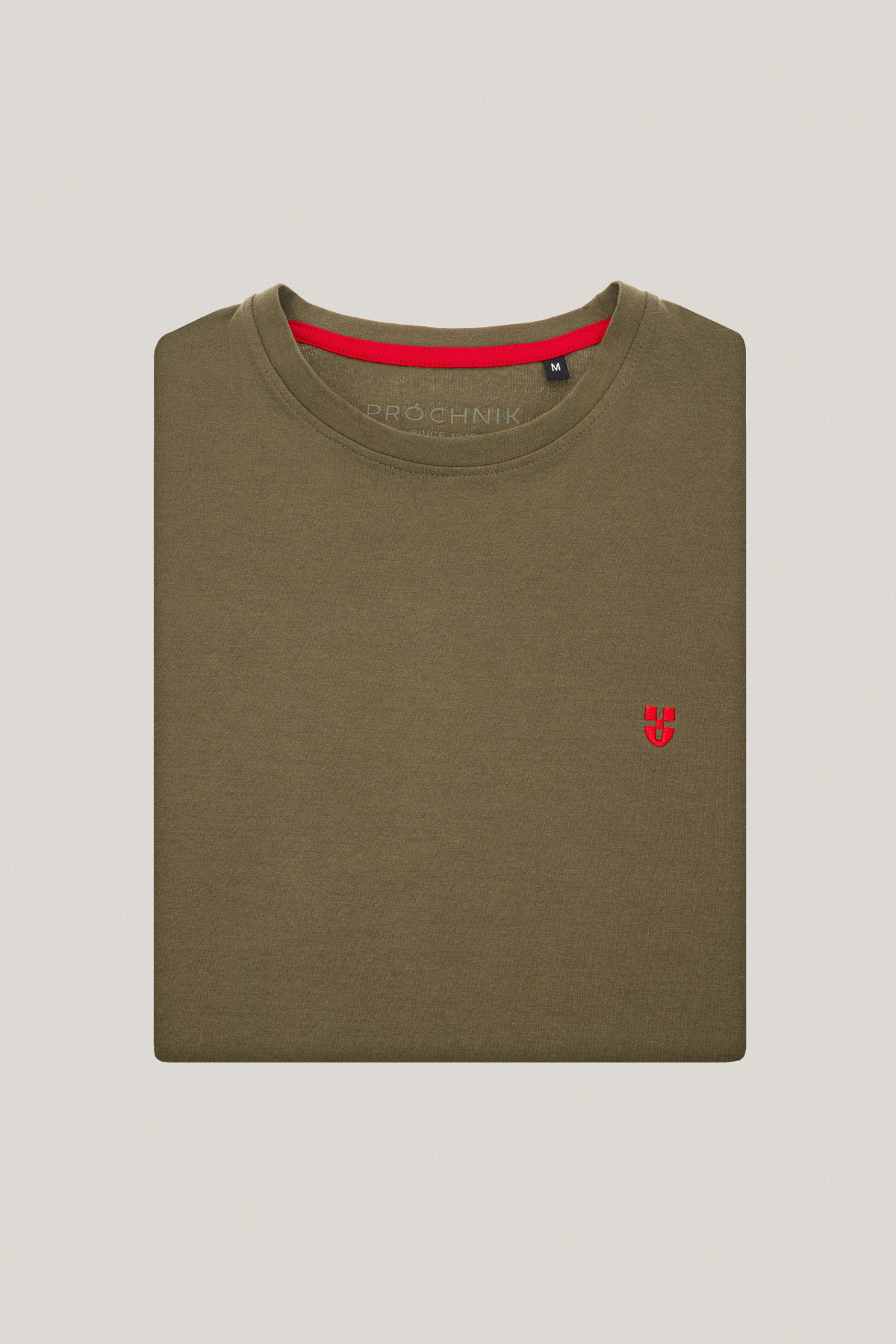 T-shirt Khaki z Haftem Bawełniany PM2