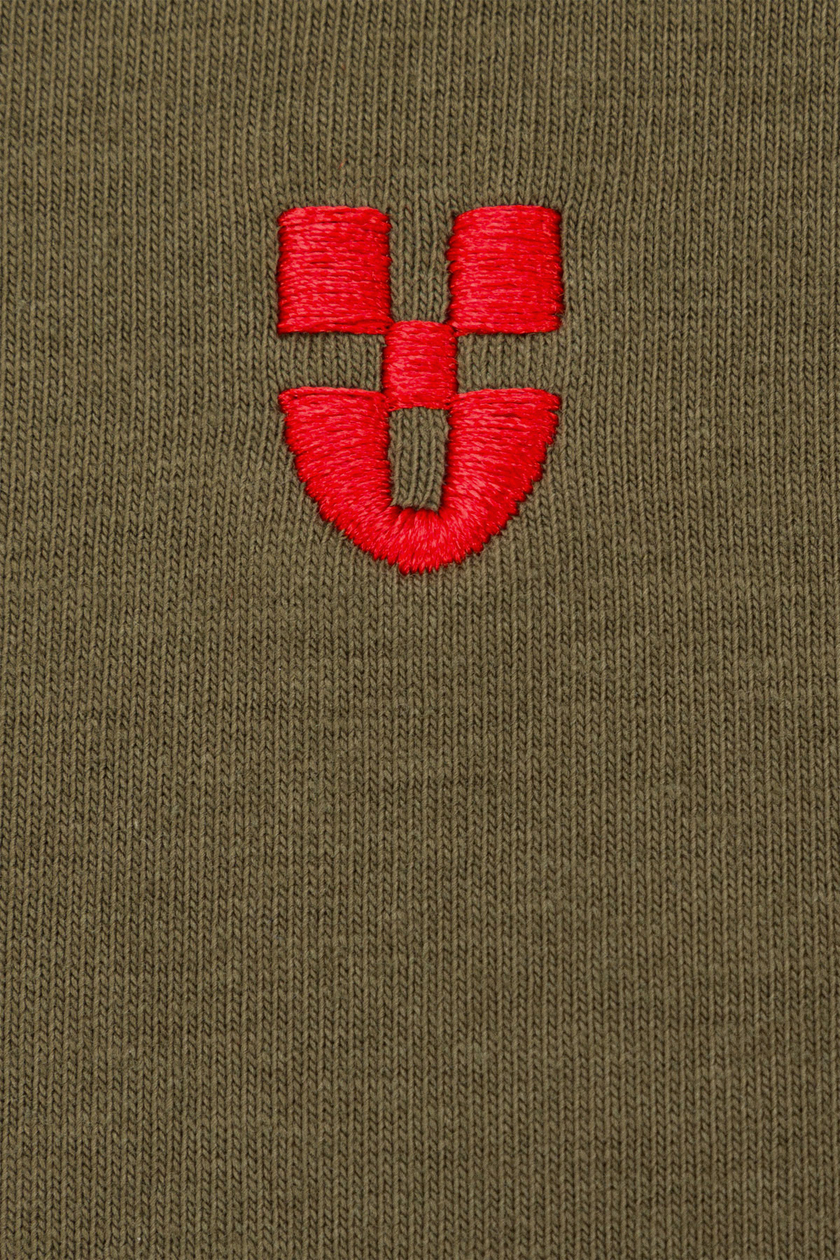 T-shirt Khaki z Haftem Bawełniany PM2