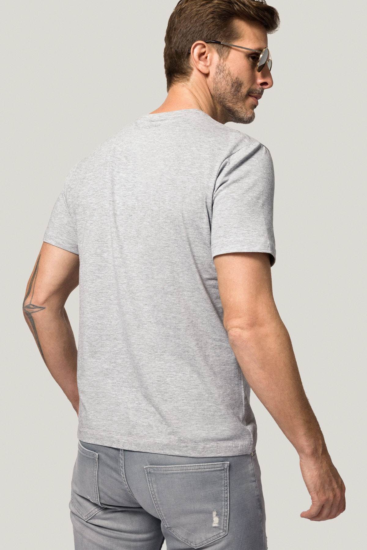 T-shirt Szary z Haftem Bawełniany PM2