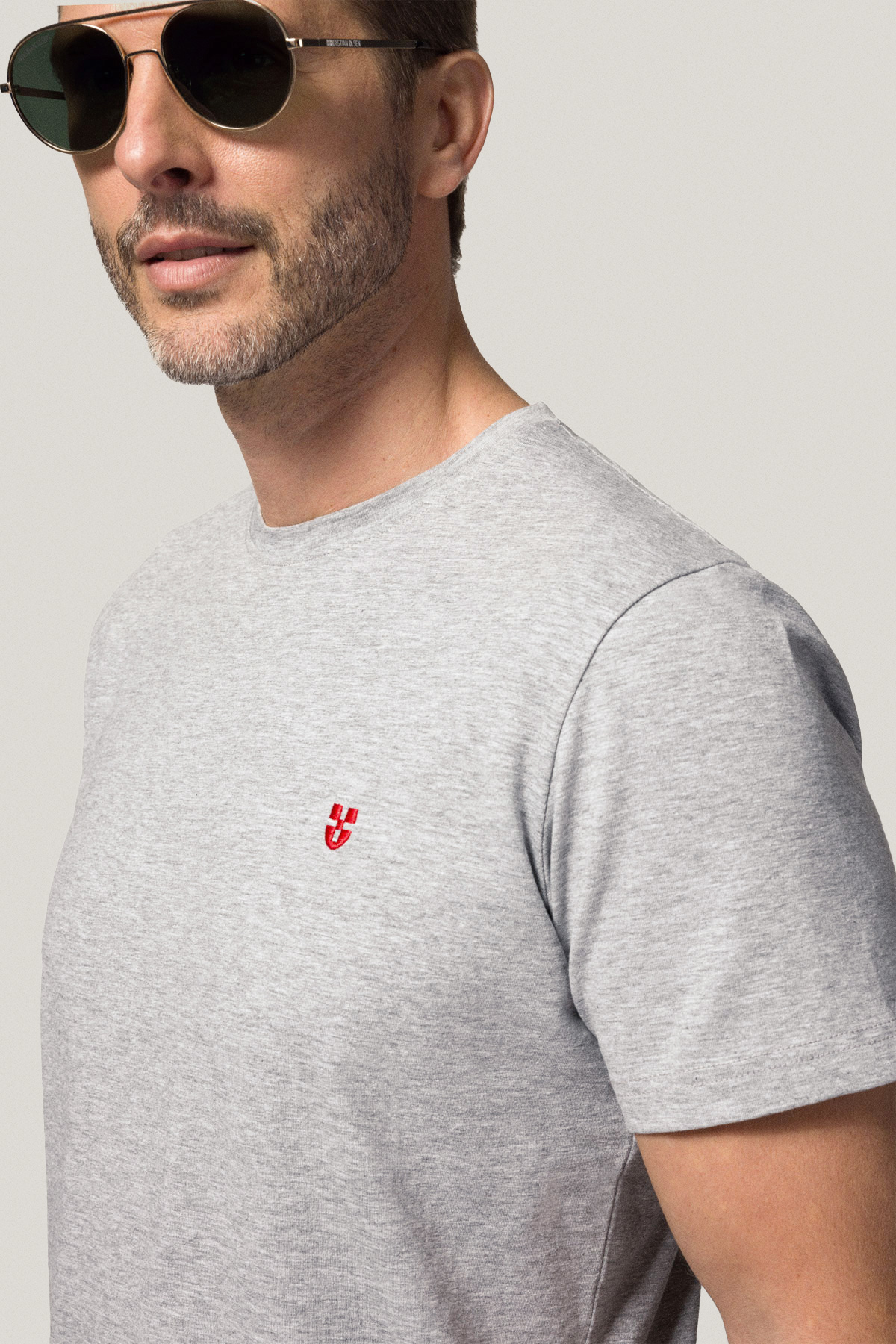 T-shirt Szary z Haftem Bawełniany PM2