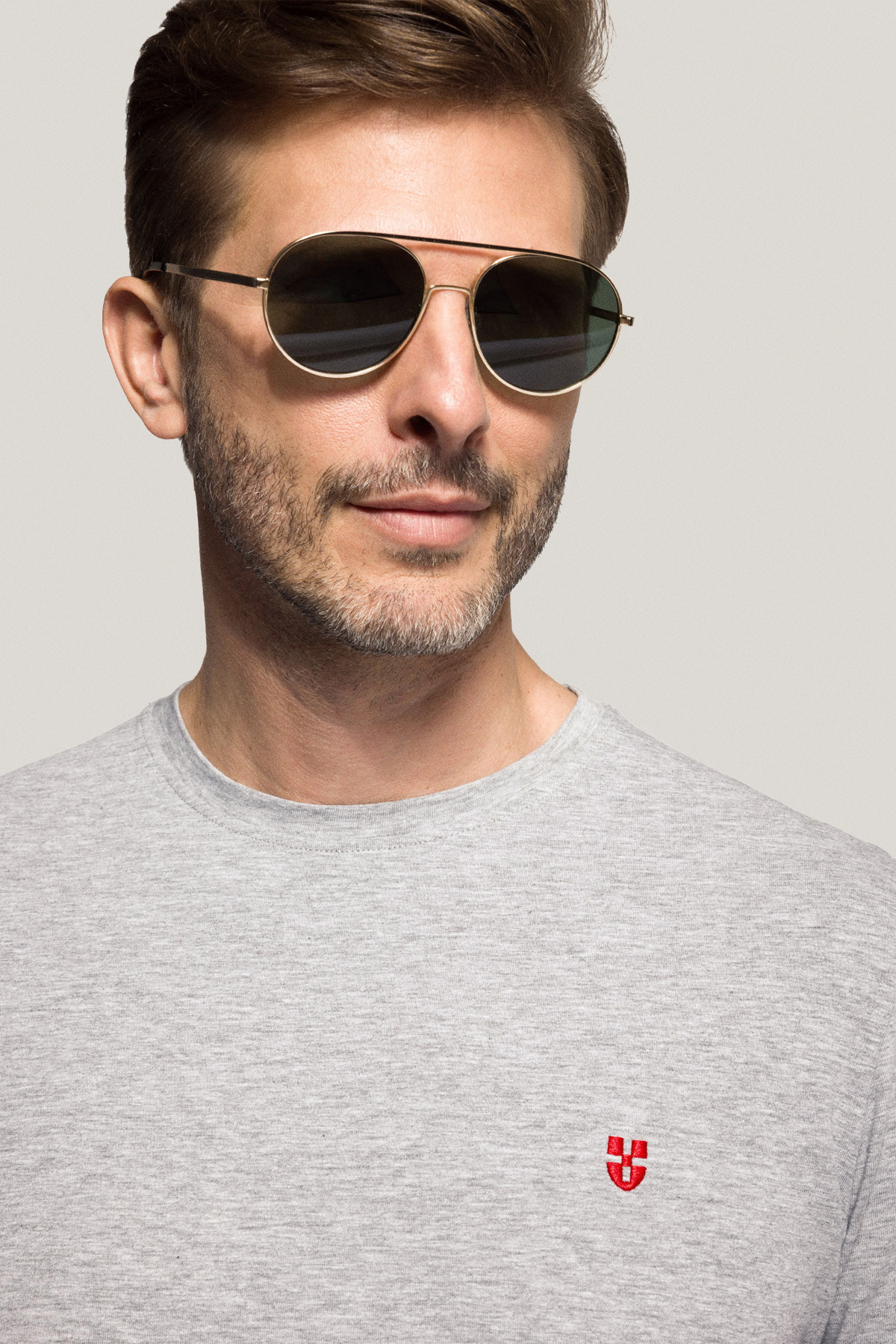 T-shirt Szary z Haftem Bawełniany PM2