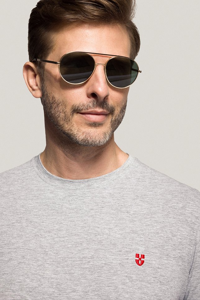 T-shirt Szary z Haftem Bawełniany PM2