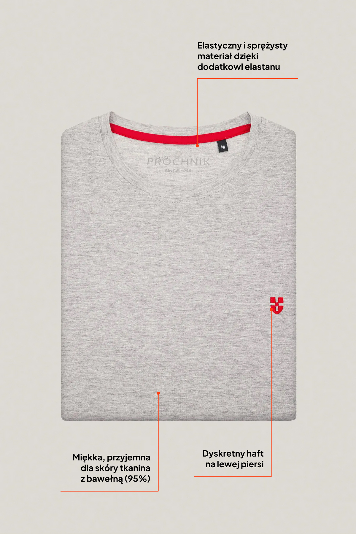 T-shirt Szary z Haftem Bawełniany PM2