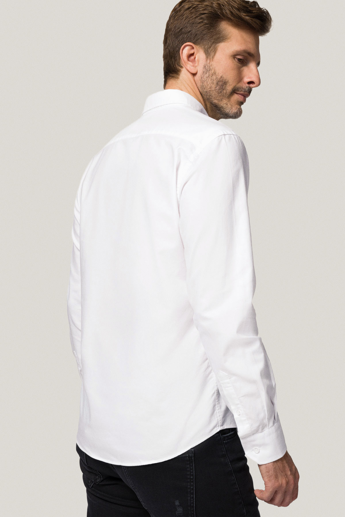 Koszula Biała z Bawełny z Długim Rękawem PM38