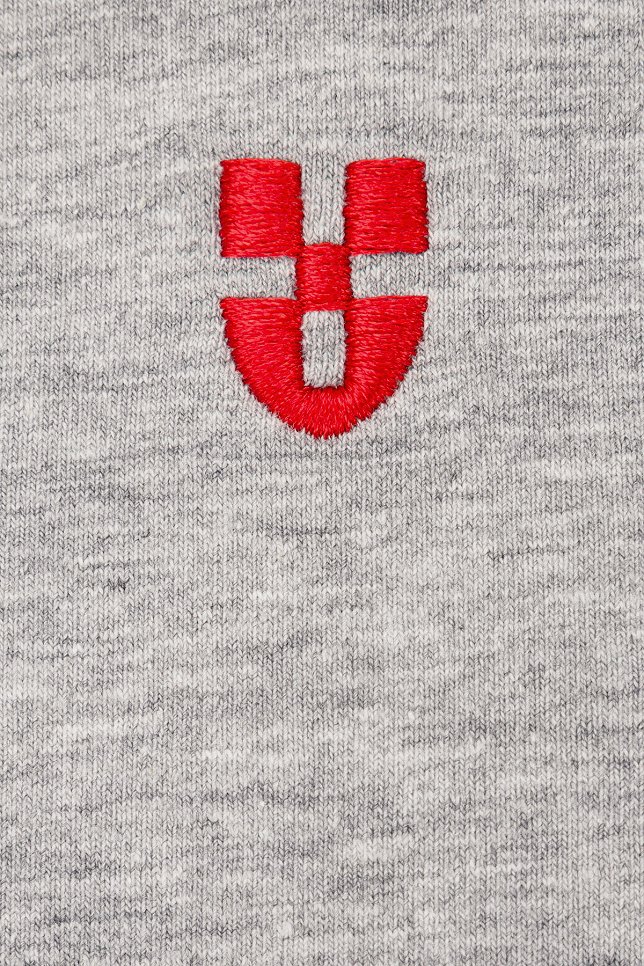 T-shirt Szary z Haftem i Nadrukiem Bawełniany PM3