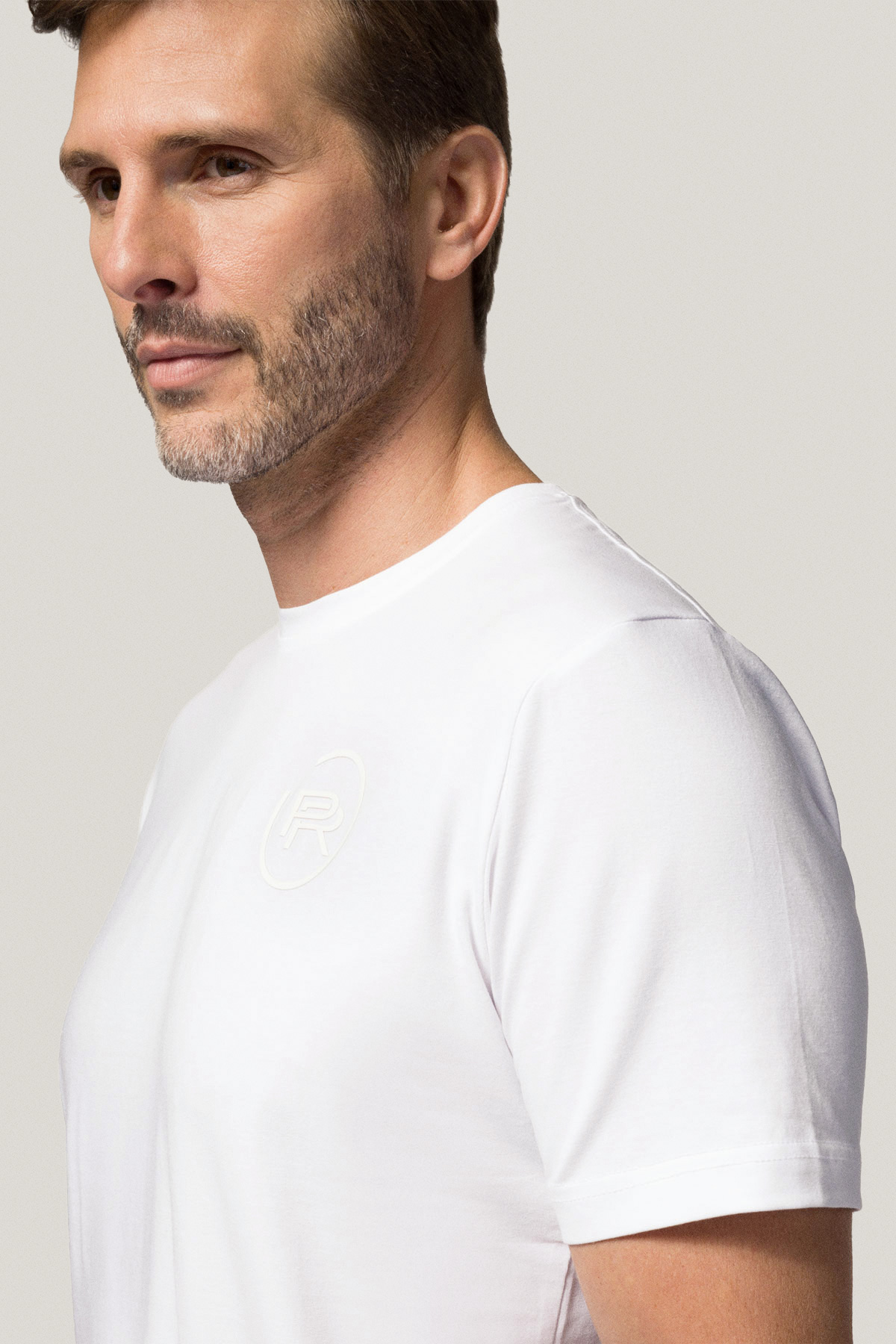 T-shirt Biały z Nadrukiem Bawełniany PM4