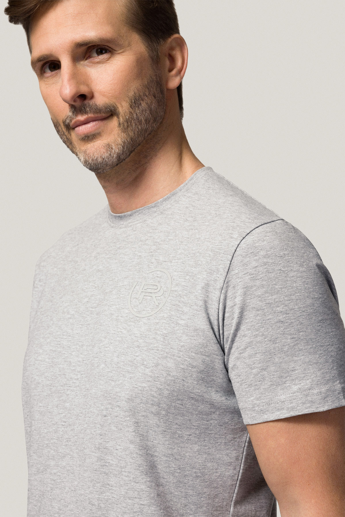 T-shirt Szary z Nadrukiem Bawełniany PM4