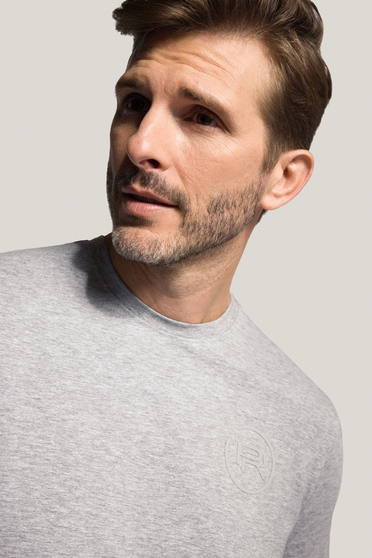 T-shirt Szary z Nadrukiem Bawełniany PM4