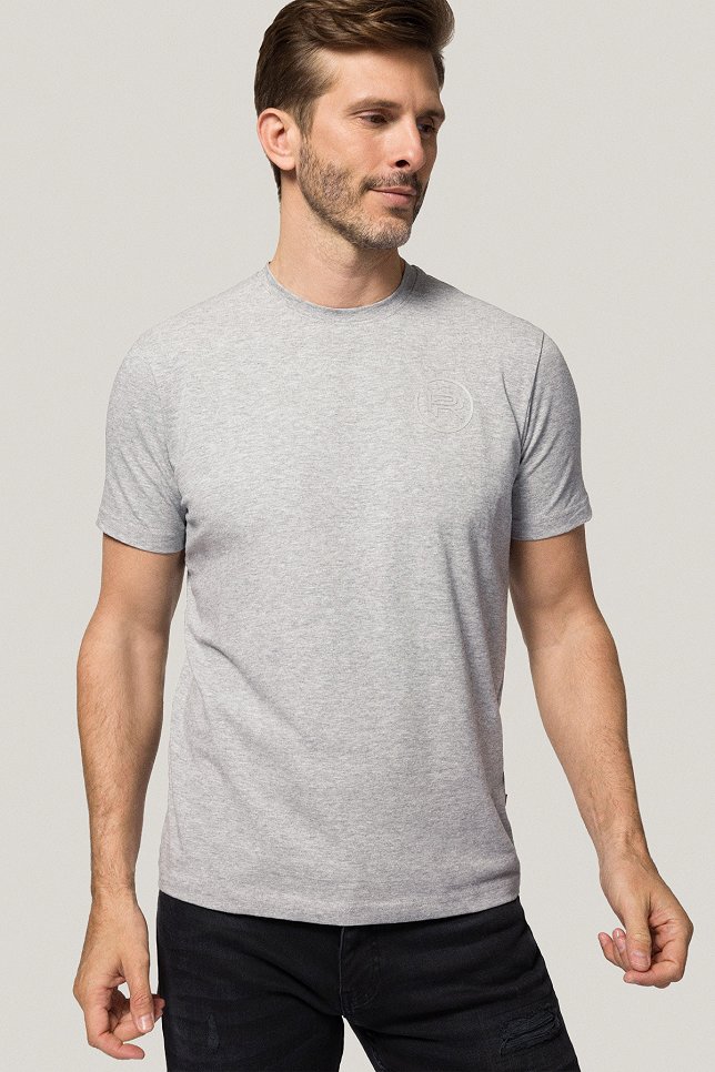 T-shirt Szary z Nadrukiem Bawełniany PM4