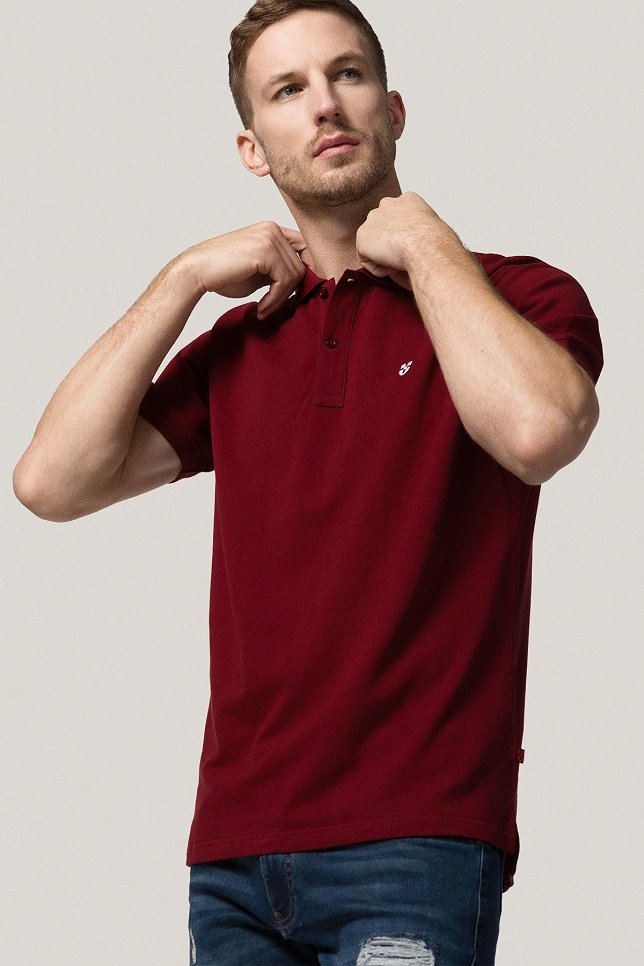 Koszulka Polo z Bawełny Bordowa PM1