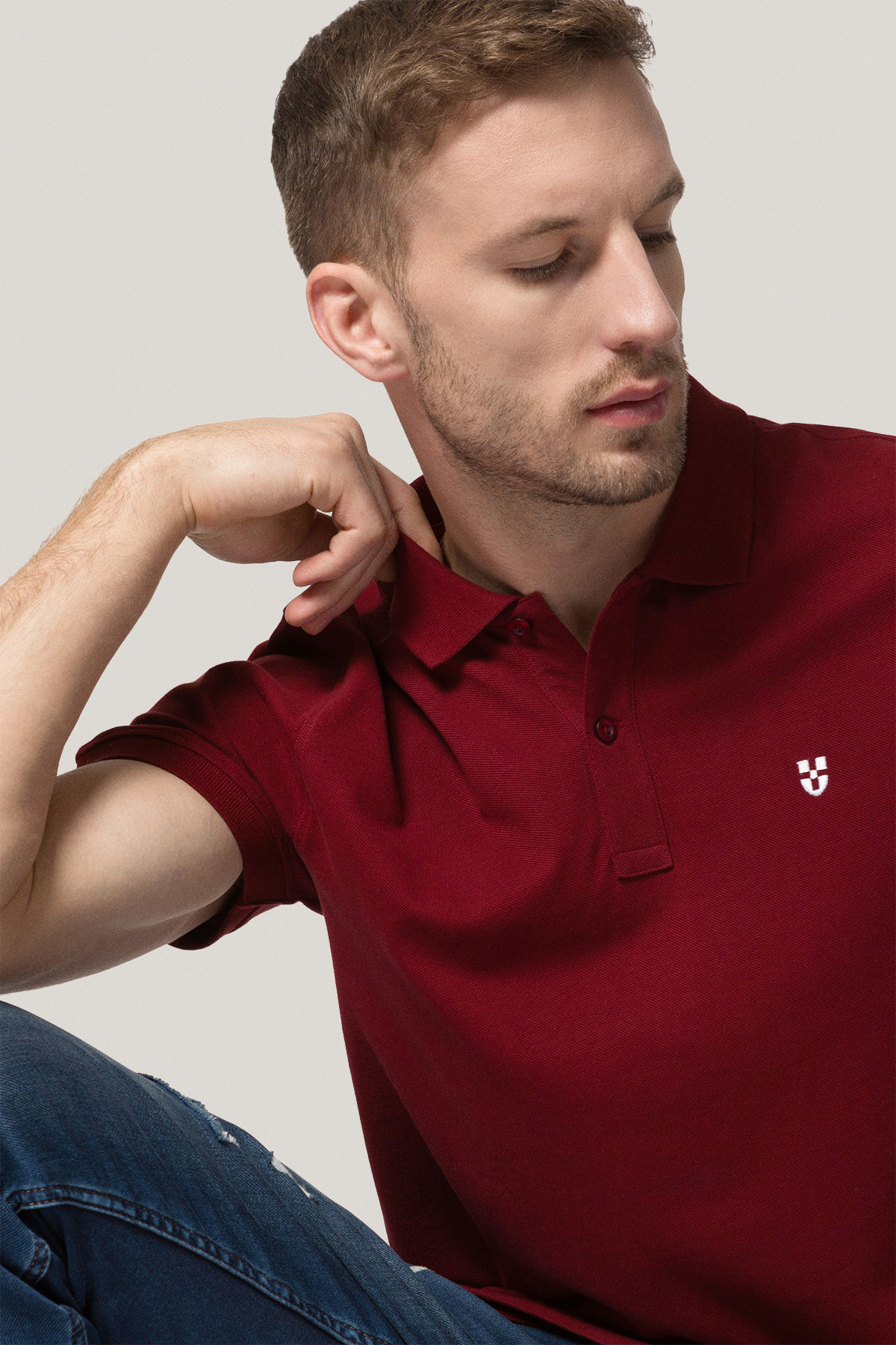 Koszulka Polo z Bawełny Bordowa PM1