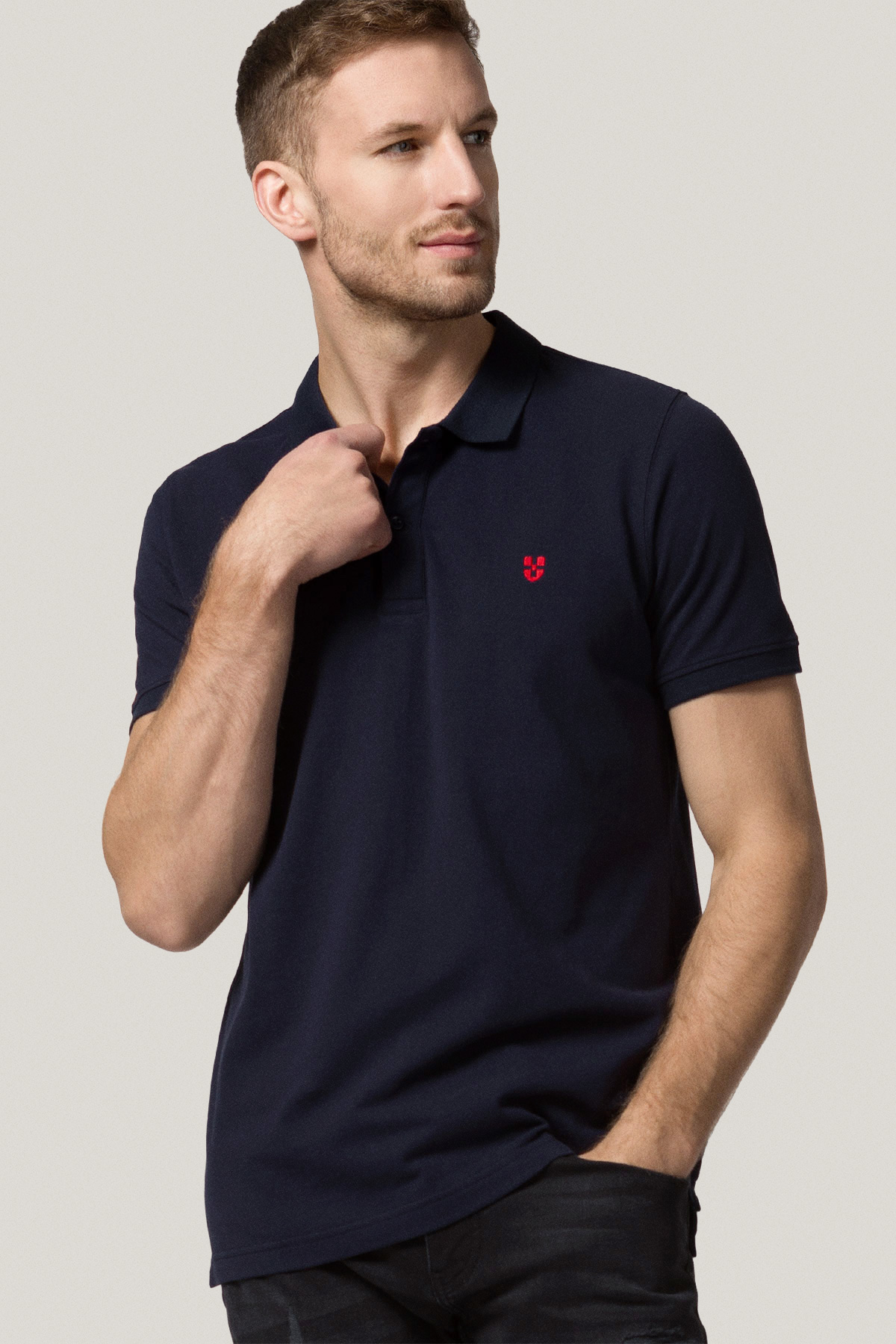 Koszulka Polo z Bawełny Granatowa PM1