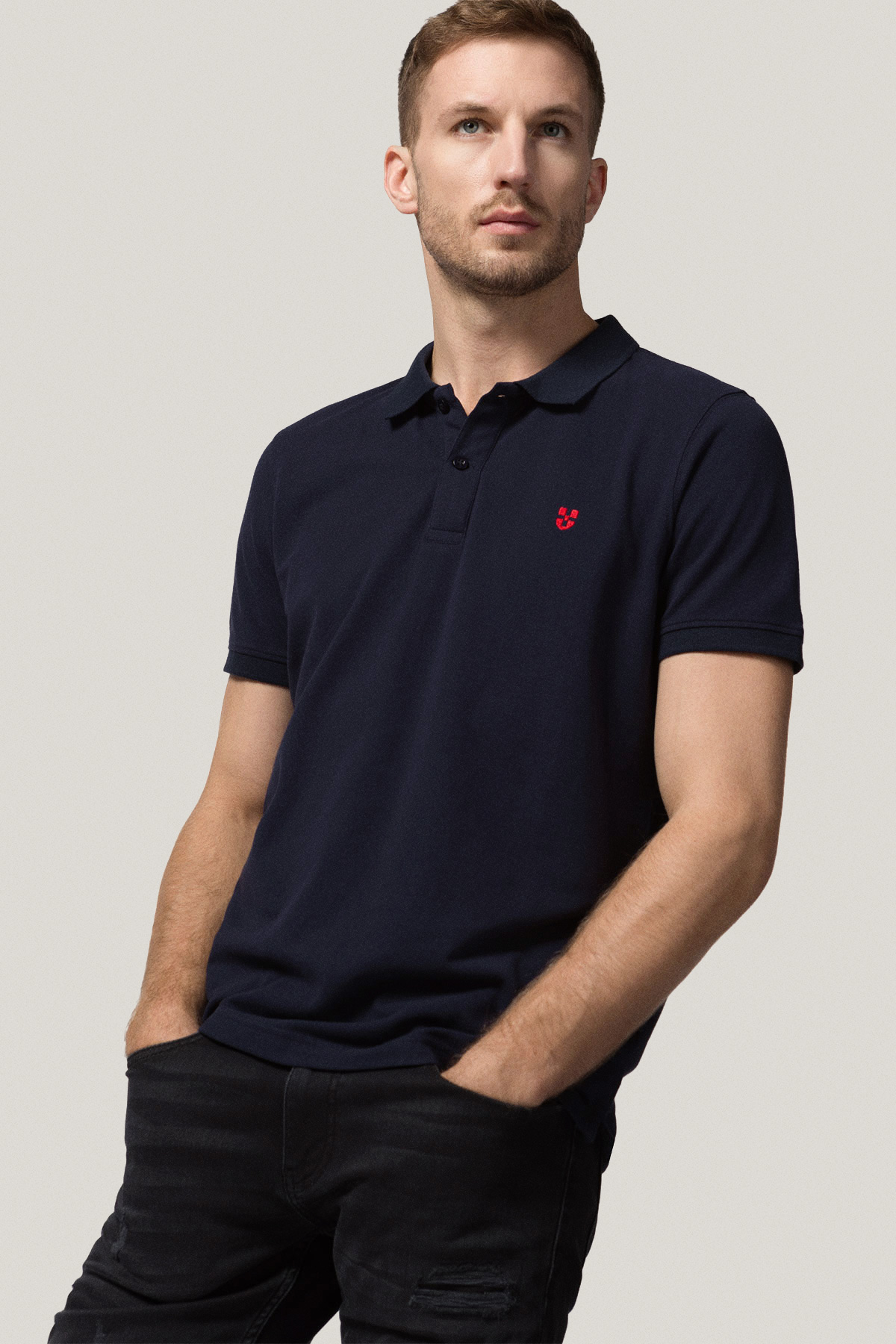 Koszulka Polo z Bawełny Granatowa PM1