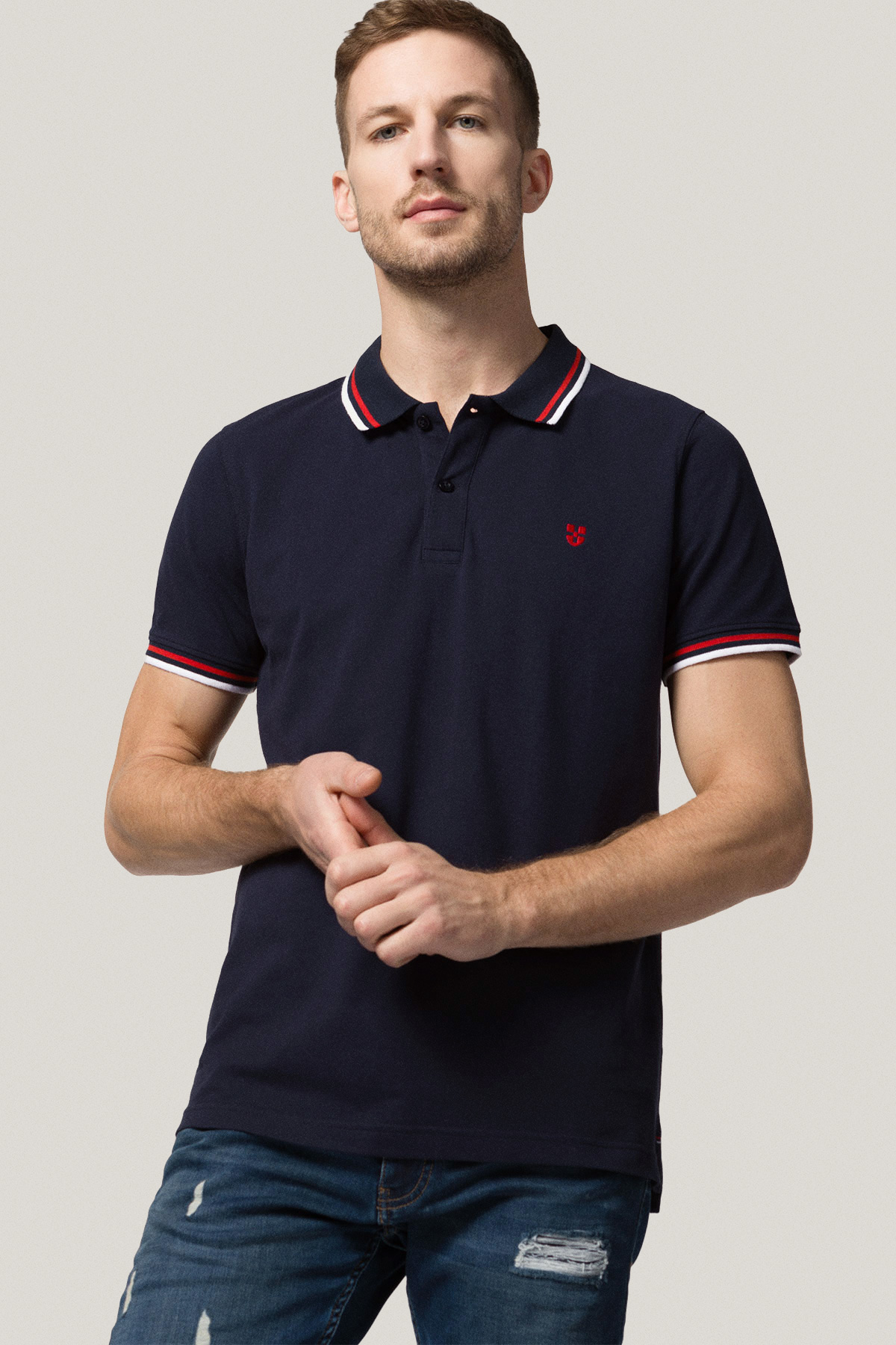Koszulka Polo z Bawełny Granatowa PM2 