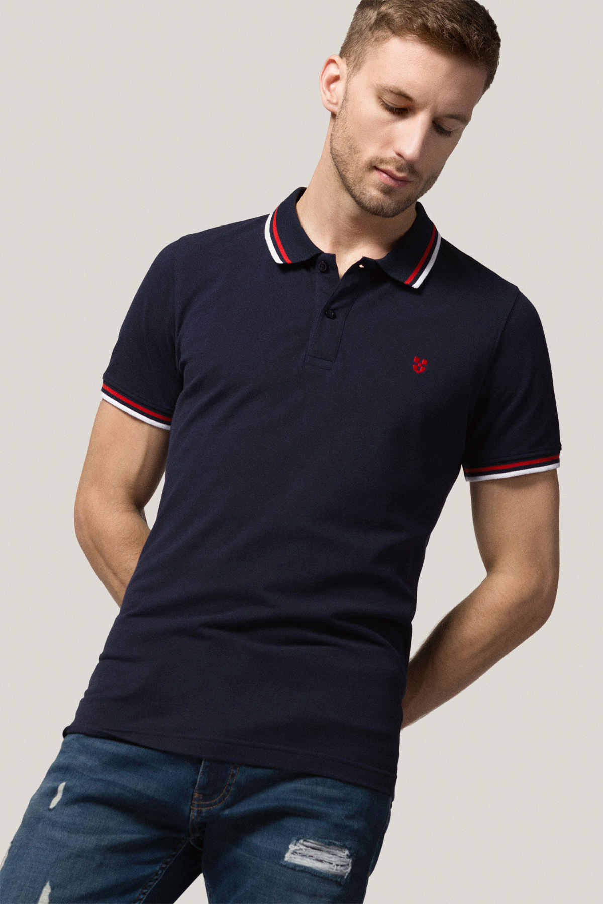 Koszulka Polo z Bawełny Granatowa PM2 