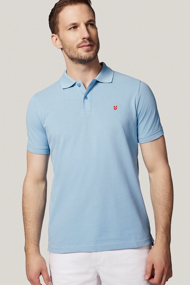 Koszulka Polo z Bawełny Błękitna PM3