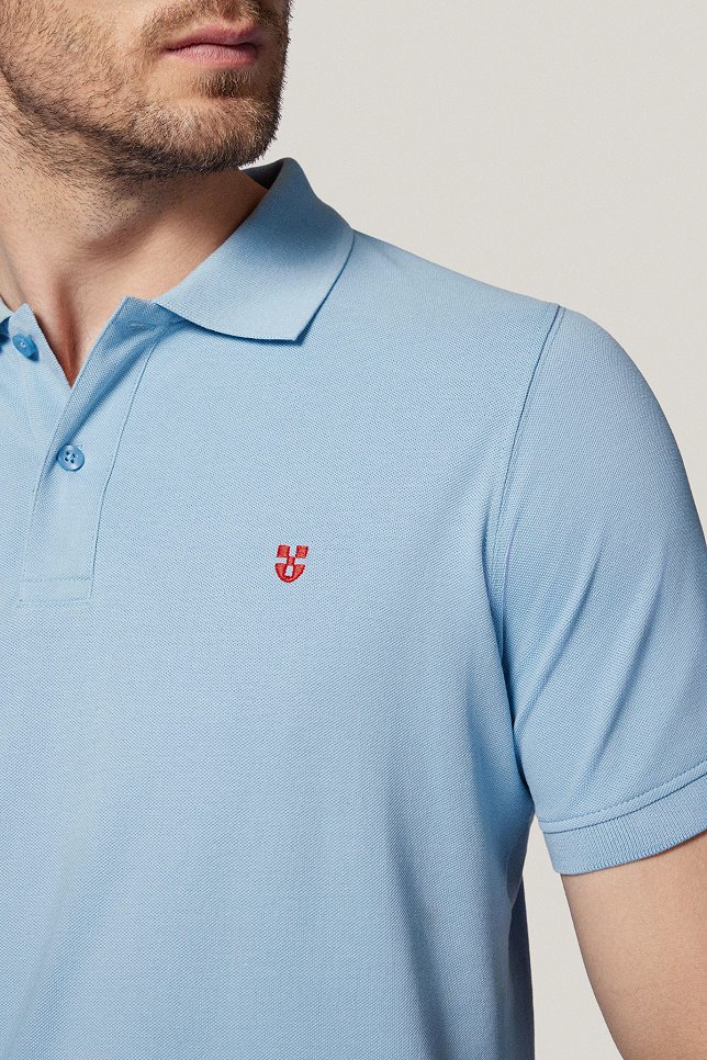 Koszulka Polo z Bawełny Błękitna PM3