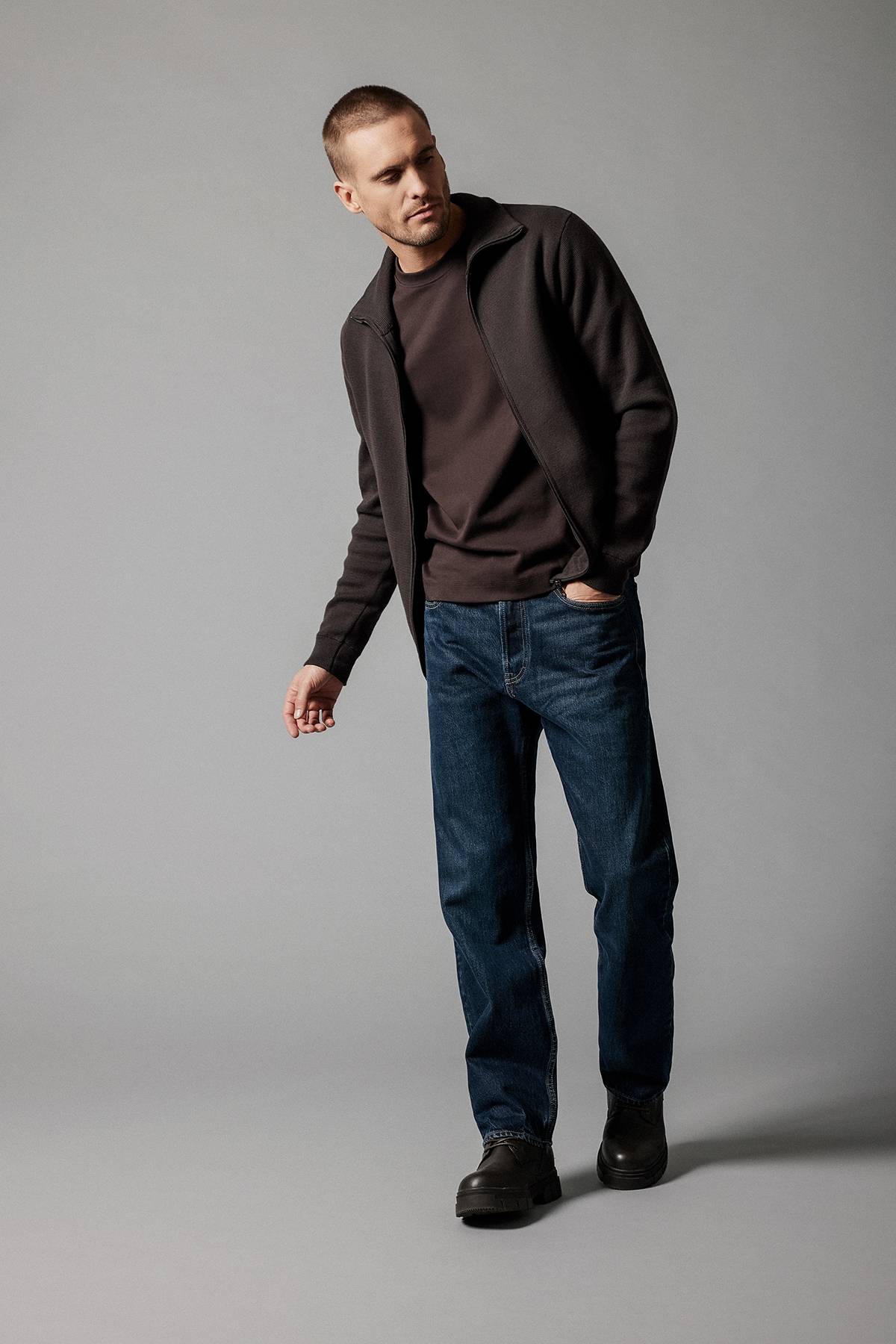 Sweter Brązowy Bawełniany Rozpinany PM18