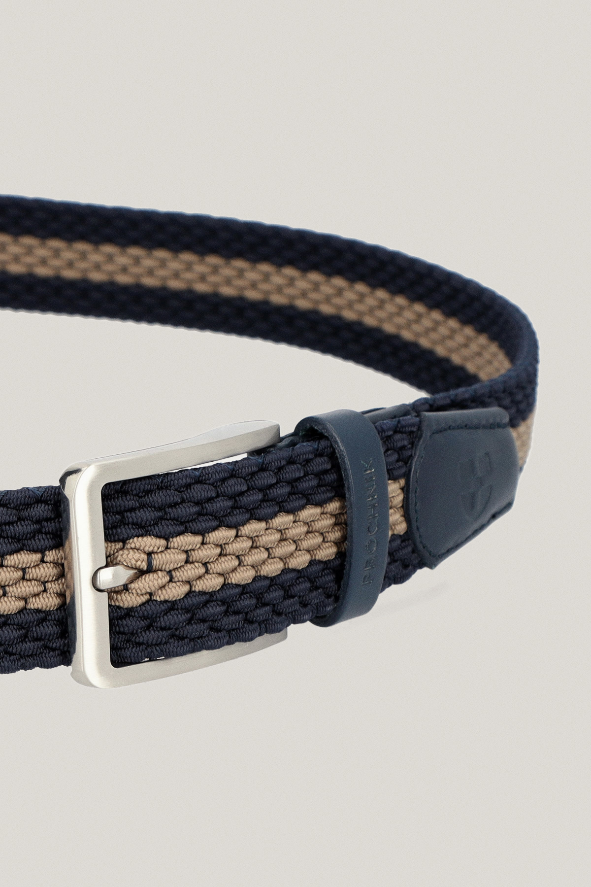 Pasek Granatowo-Beżowy Pleciony PM16