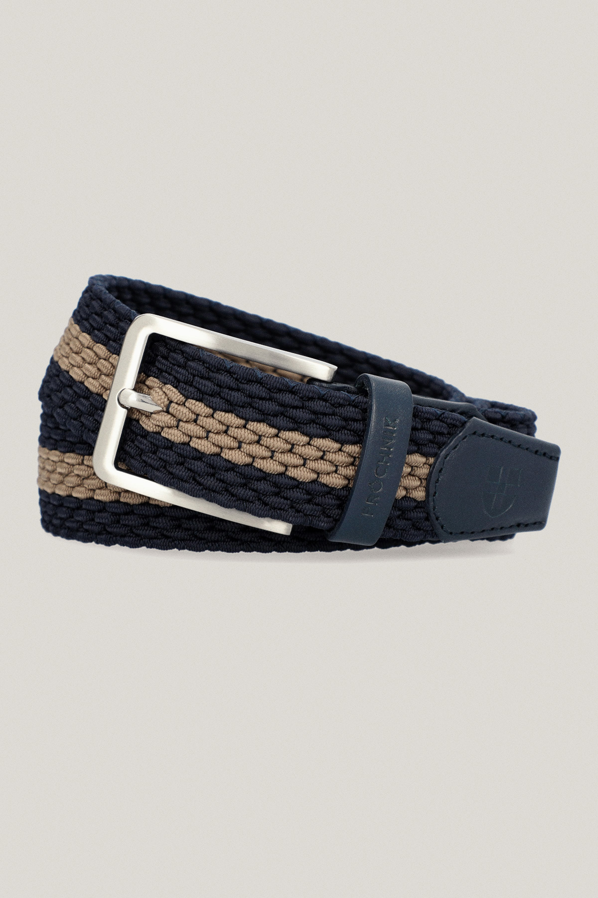 Pasek Granatowo-Beżowy Pleciony PM16