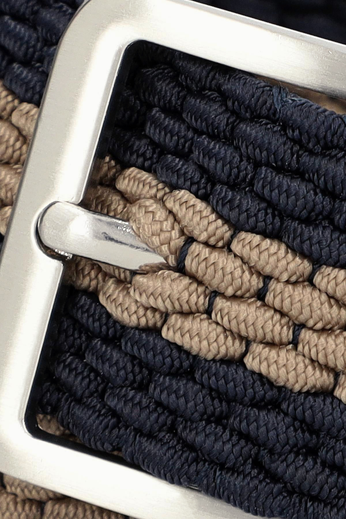 Pasek Granatowo-Beżowy Pleciony PM16