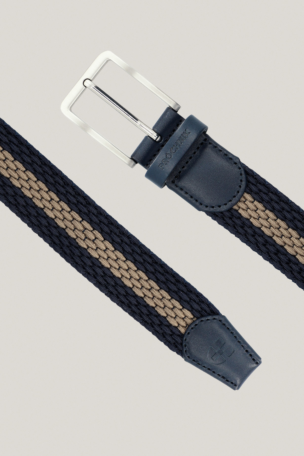 Pasek Granatowo-Beżowy Pleciony PM16