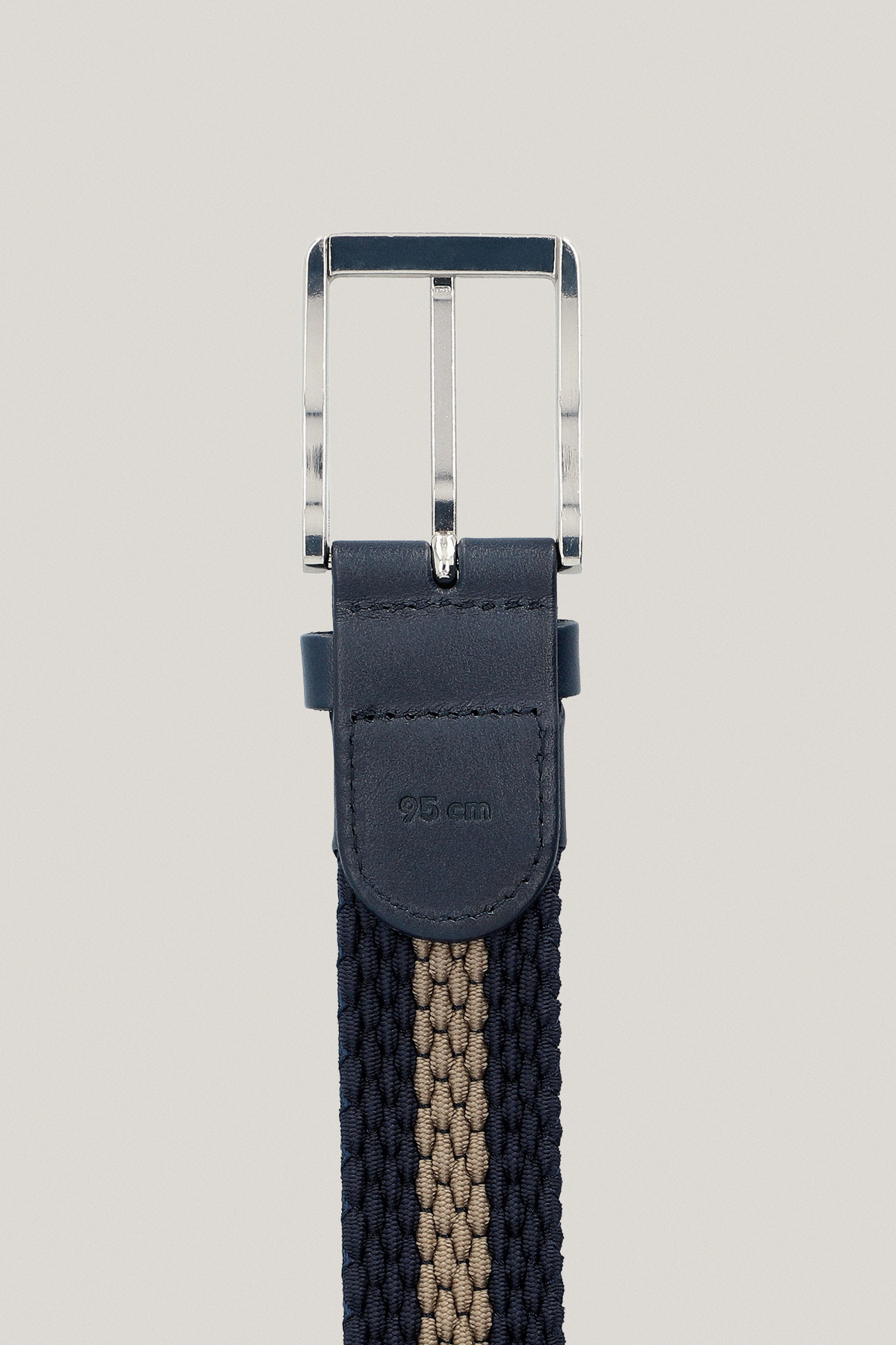 Pasek Granatowo-Beżowy Pleciony PM16