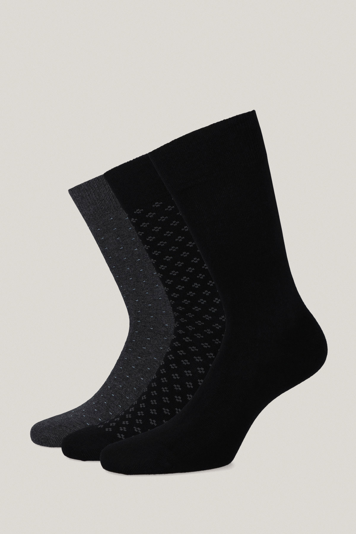 Zestaw 3 Par Wysokich Skarpet Gładkich i We Wzory PM1