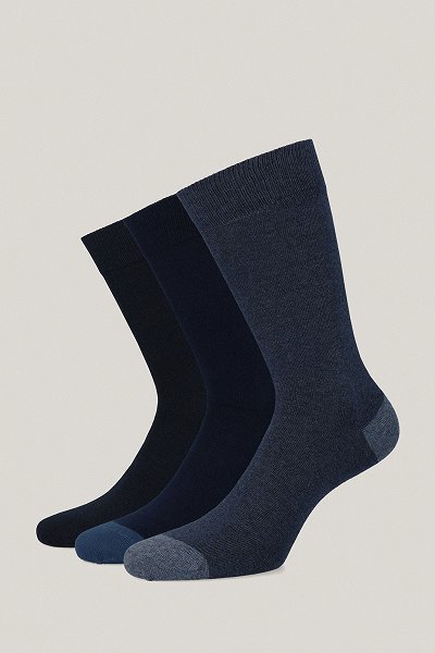 Zestaw 3 Par Wysokich Skarpet Granatowych PM4