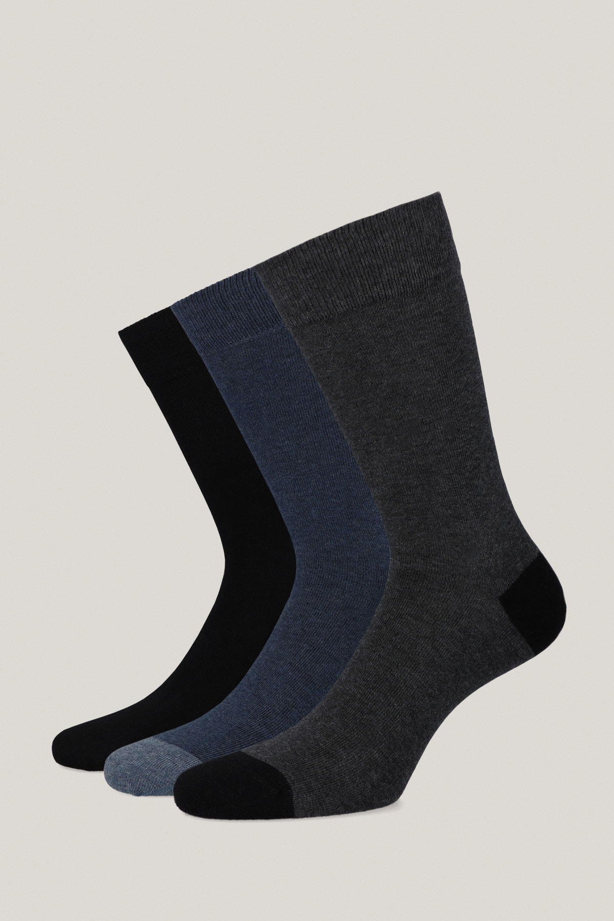 Zestaw 3 Par Wysokich Skarpet Granatowych i Szarych PM5