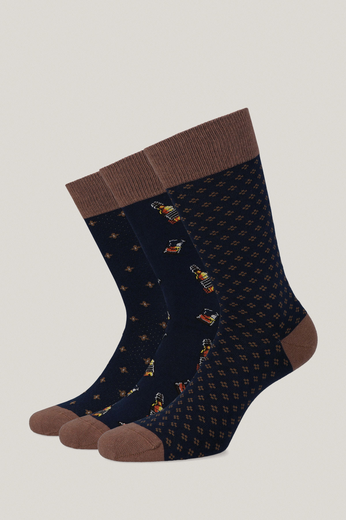 Zestaw 3 Par Wysokich Skarpet We Wzory PM7