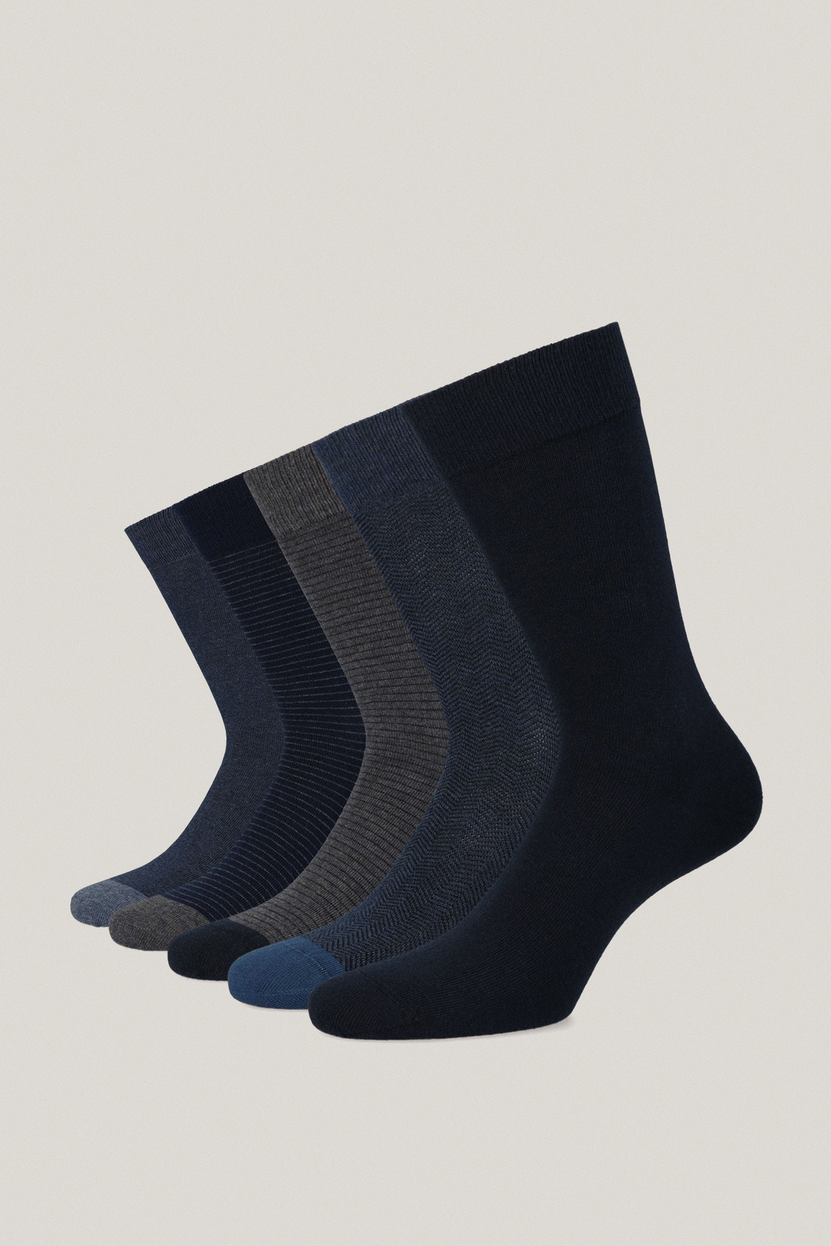 Zestaw 5 Par Wysokich Skarpet Gładkich i We Wzory PM10