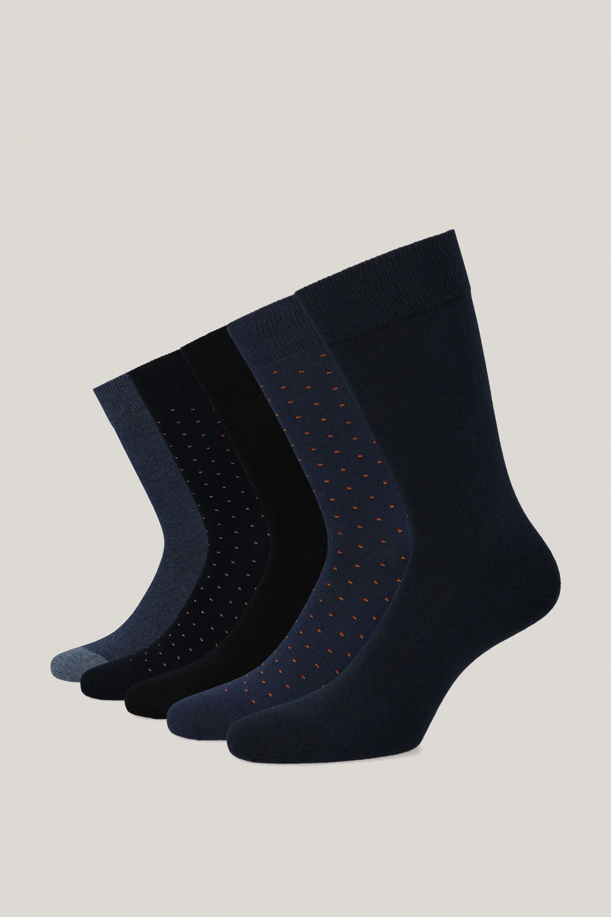 Zestaw 5 Par Wysokich Skarpet Gładkich i We Wzory PM11