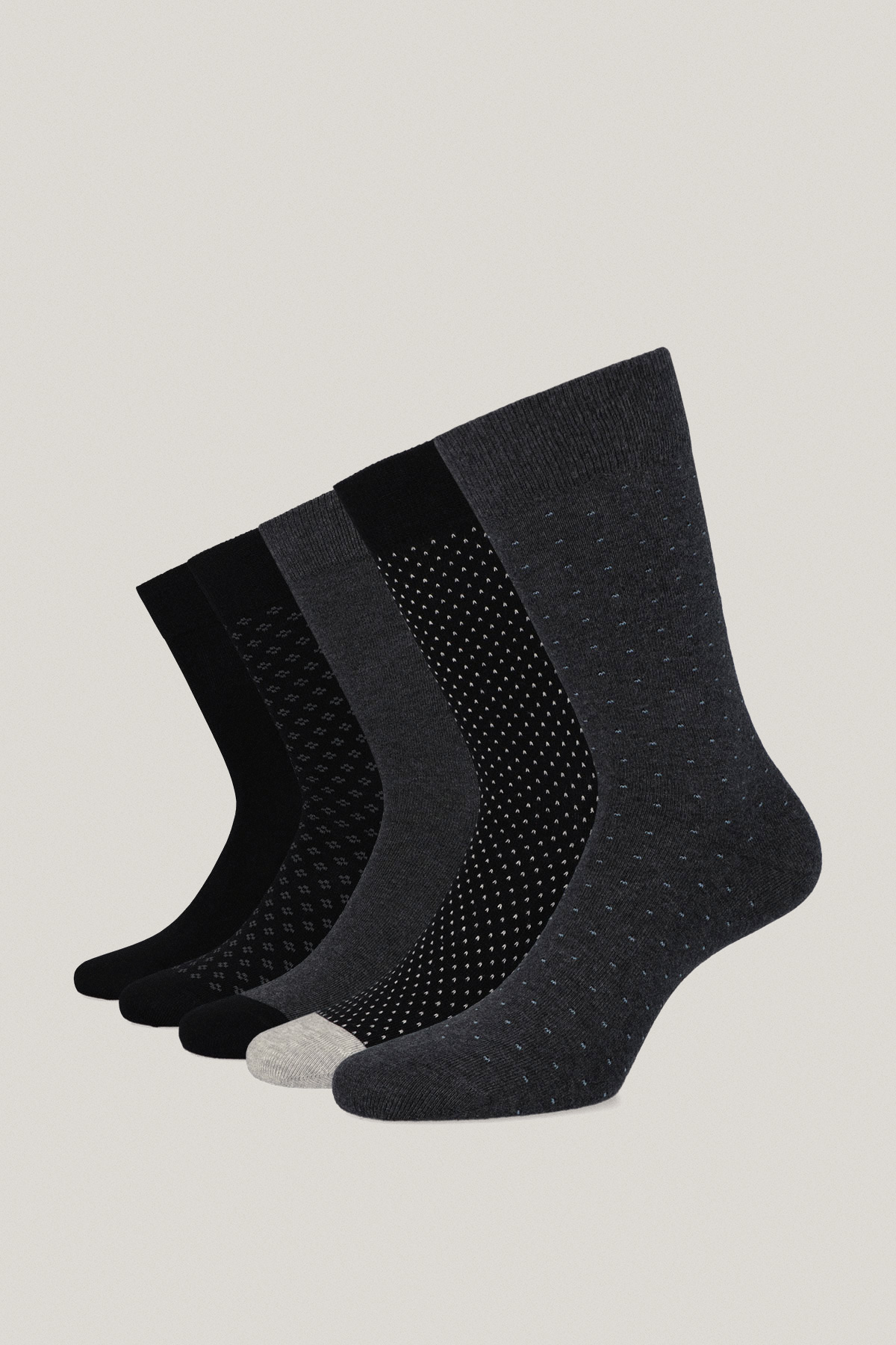 Zestaw 5 Par Wysokich Skarpet Gładkich i We Wzory PM8