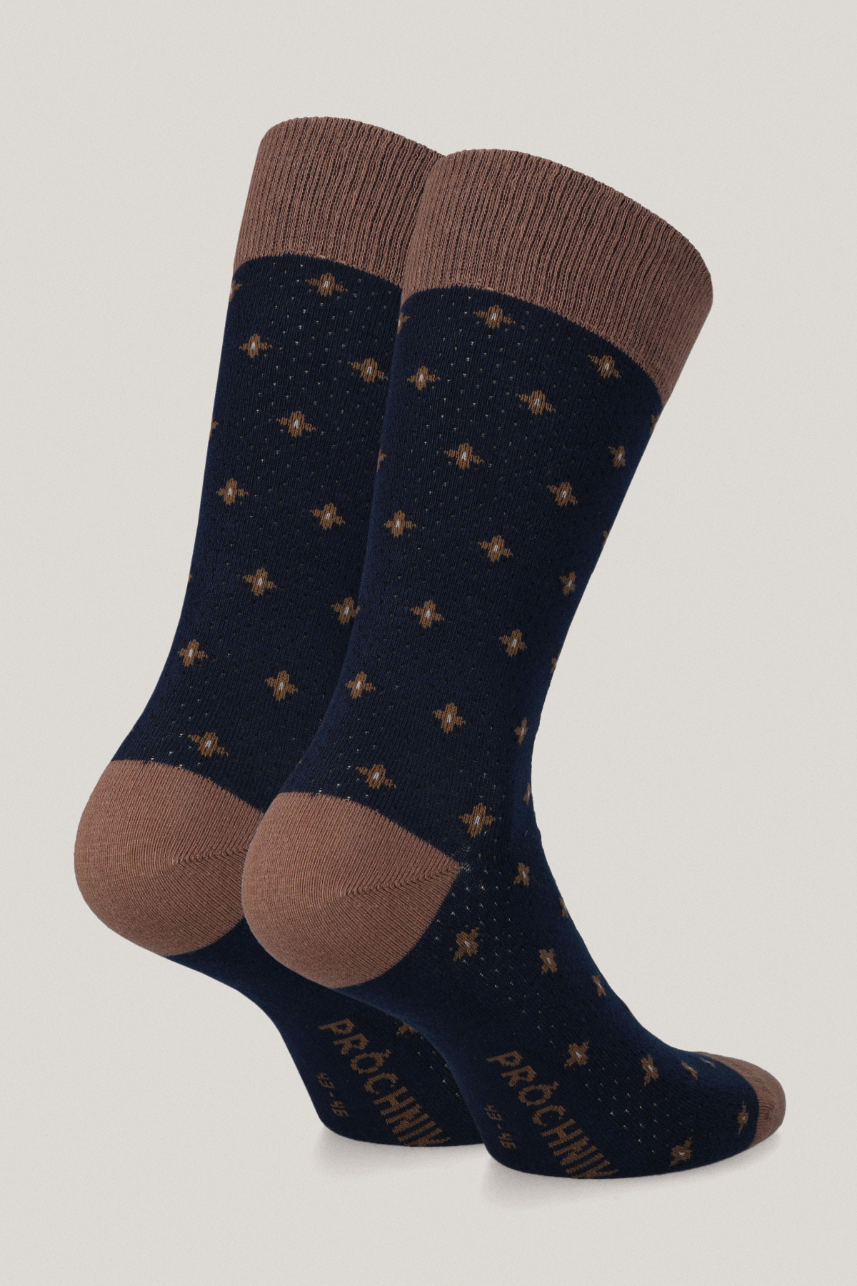 Zestaw 5 Par Wysokich Skarpet Gładkich i We Wzory PM12